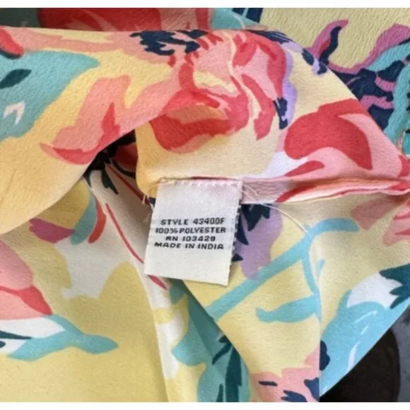 Caffe Marrakech Womens 3X Floral Smocked Peasant Top Yellow Multi-Color V-Neck - Picture 9 of 9